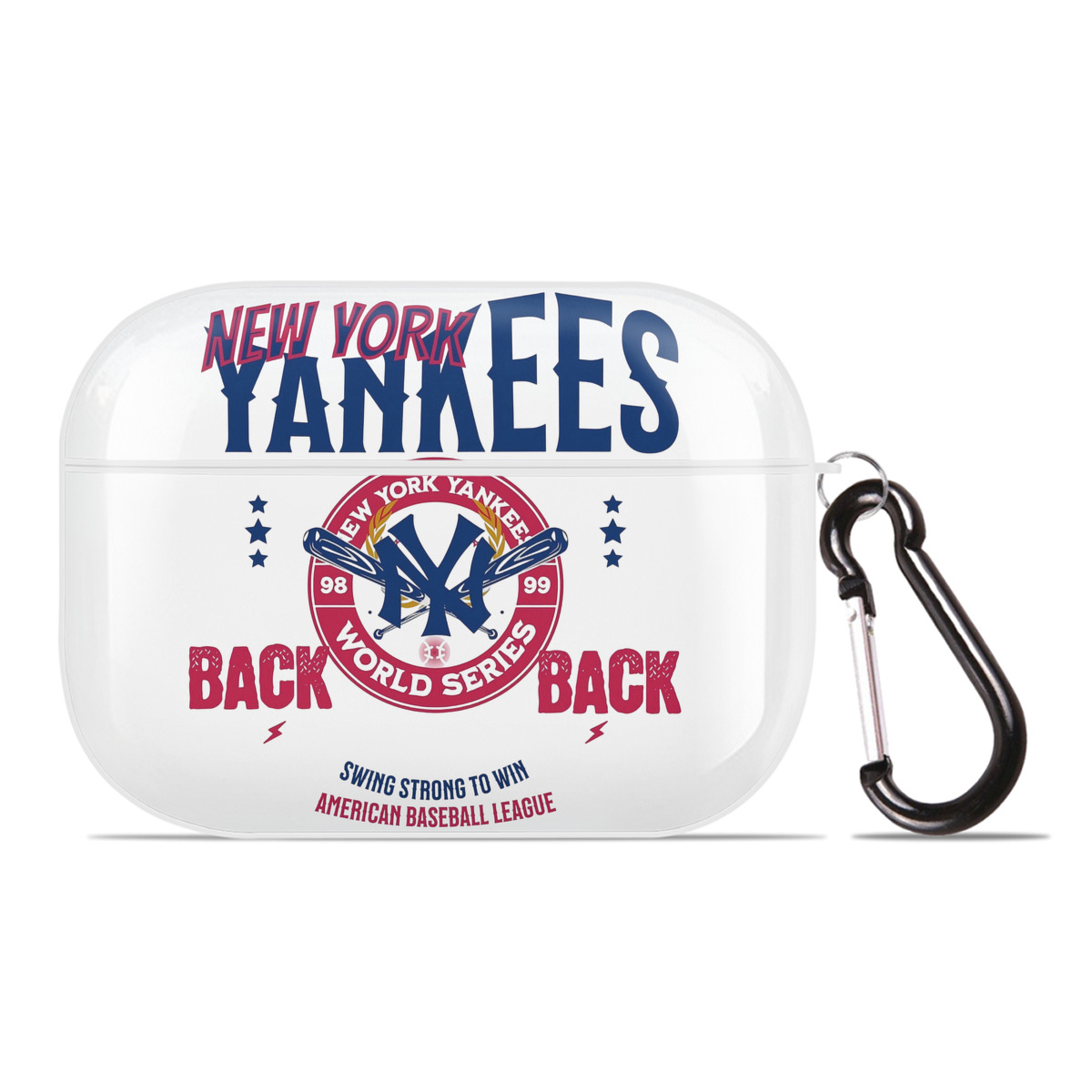 New York Yankees WS Back 2 Back 98-99 AirPods Pro Hard Case White With Keychain, Durable Flexible PC, Precise Cutouts, Anti-Fingerprint, Yellowing & Scratch Resistant, Full Protection, Washable