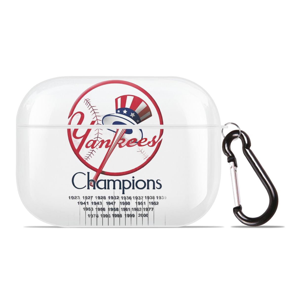 New York Yankees 56 AirPods Pro Hard Case White With Keychain, Durable Flexible PC, Precise Cutouts, Anti-Fingerprint, Yellowing & Scratch Resistant, Full Protection, Washable