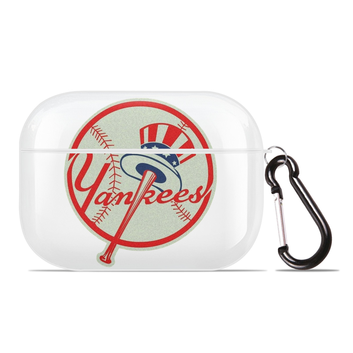 New York Yankees Logo AirPods Pro Hard Case White With Keychain, Durable Flexible PC, Precise Cutouts, Anti-Fingerprint, Yellowing & Scratch Resistant, Full Protection, Washable