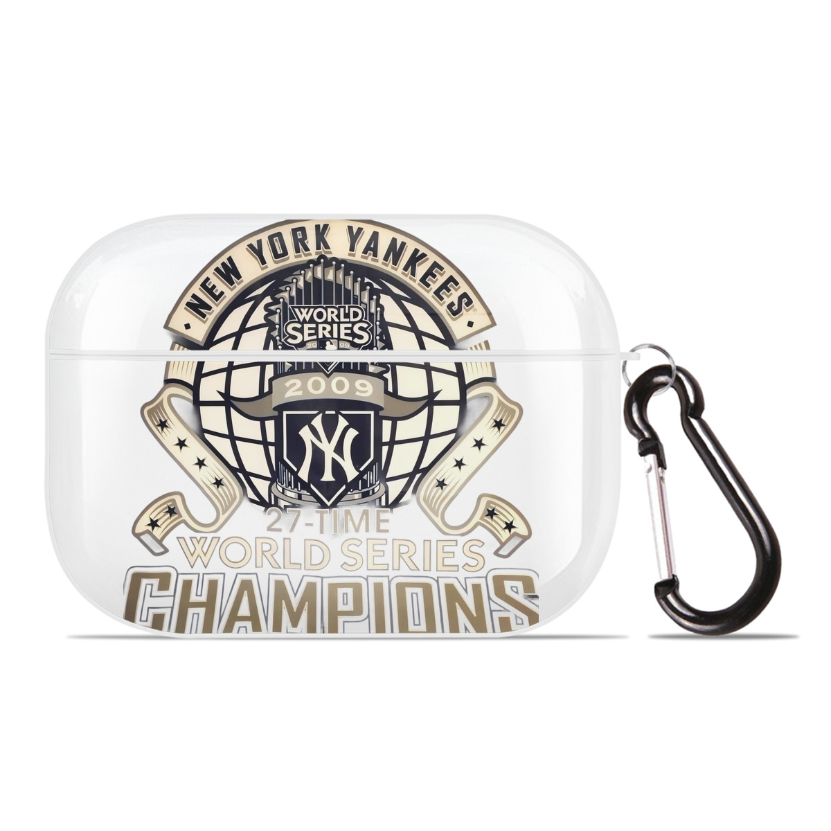 New York Yankees 2009 27th WS Champions Golden AirPods Pro Hard Case White With Keychain, Durable Flexible PC, Precise Cutouts, Anti-Fingerprint, Yellowing & Scratch Resistant, Full Protection, Washable