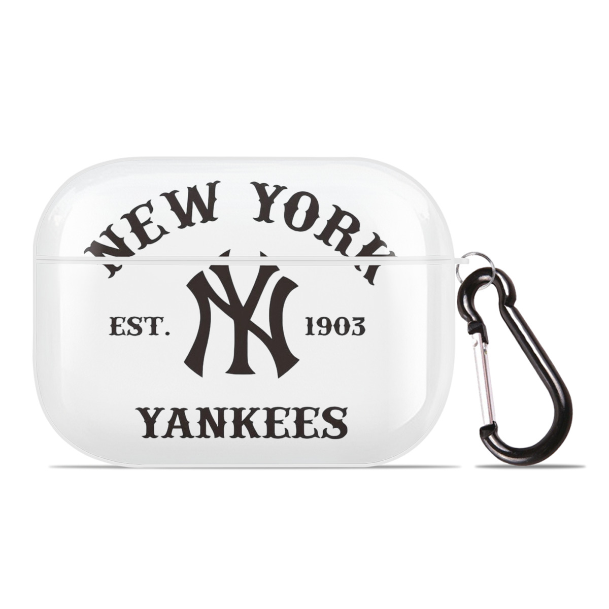 New York Yankees EST 1903 AirPods Pro Hard Case White With Keychain, Durable Flexible PC, Precise Cutouts, Anti-Fingerprint, Yellowing & Scratch Resistant, Full Protection, Washable
