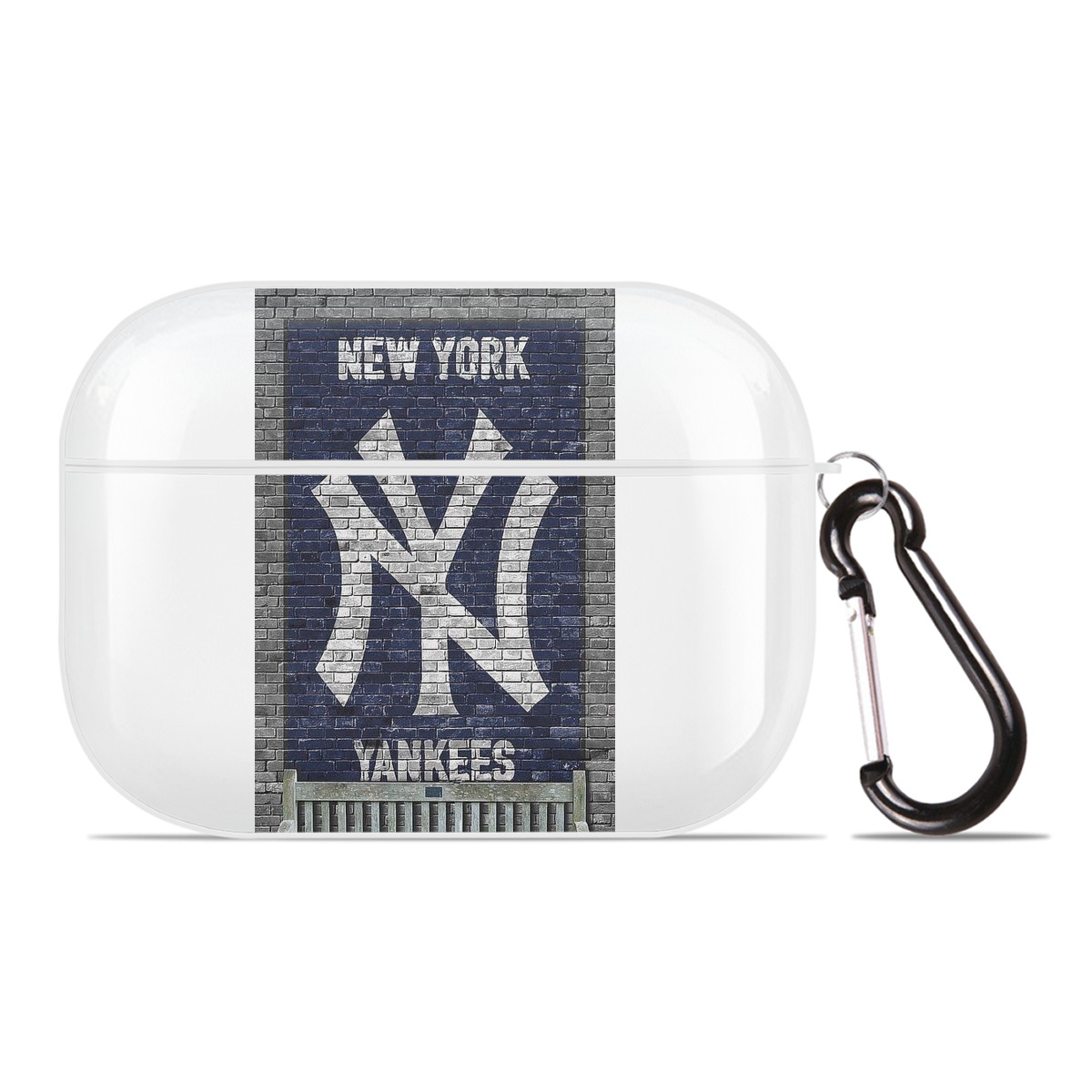 New York Yankees Wall Background AirPods Pro Hard Case White With Keychain, Durable Flexible PC, Precise Cutouts, Anti-Fingerprint, Yellowing & Scratch Resistant, Full Protection, Washable