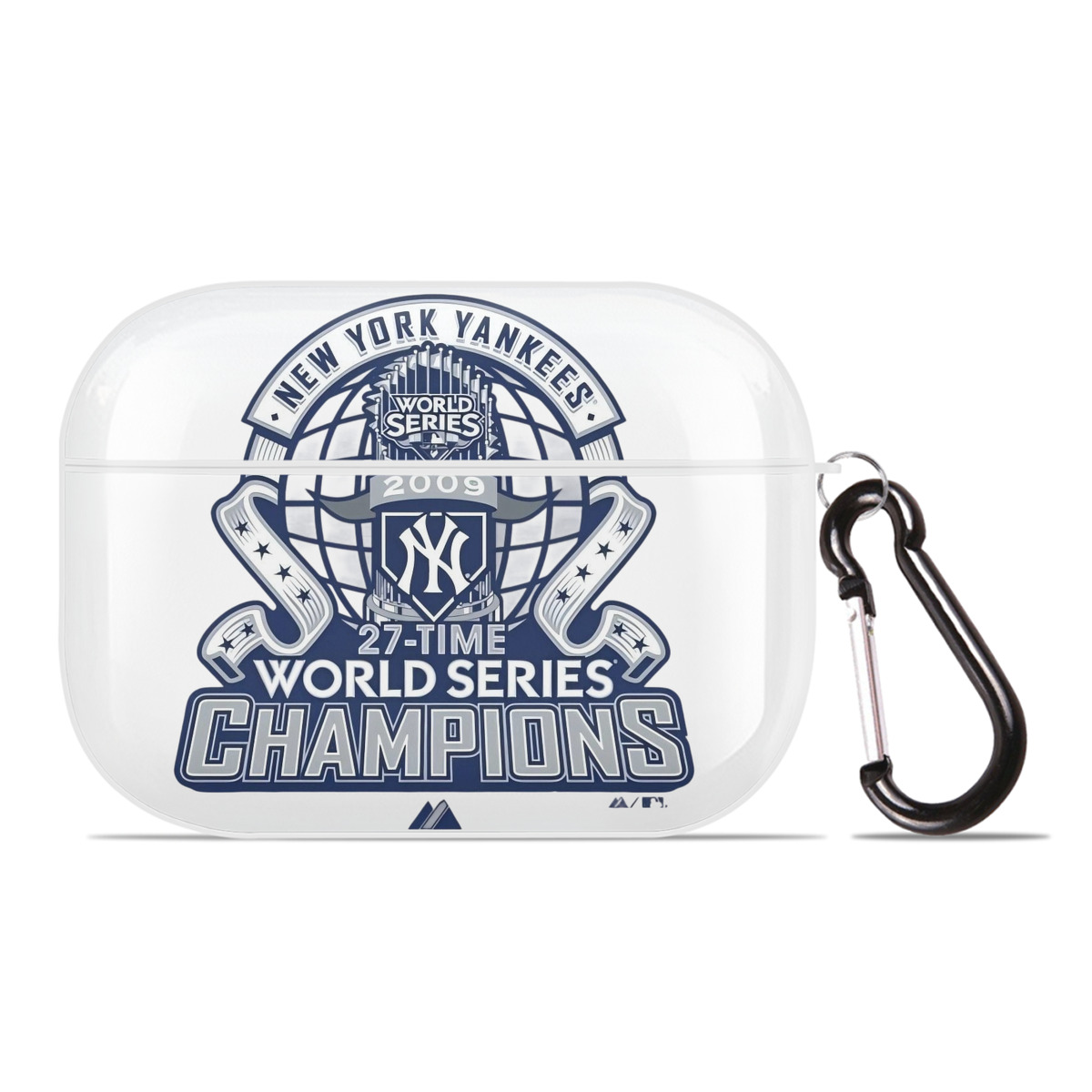 New York Yankees 2009 27th WS Champions Blue AirPods Pro Hard Case White With Keychain, Durable Flexible PC, Precise Cutouts, Anti-Fingerprint, Yellowing & Scratch Resistant, Full Protection, Washable