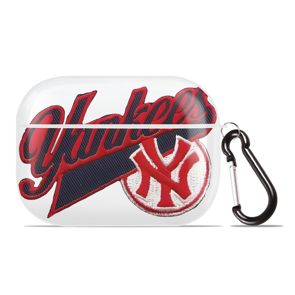 New York Yankees 77 AirPods Pro Hard Case White With Keychain, Durable Flexible PC, Precise Cutouts, Anti-Fingerprint, Yellowing & Scratch Resistant, Full Protection, Washable