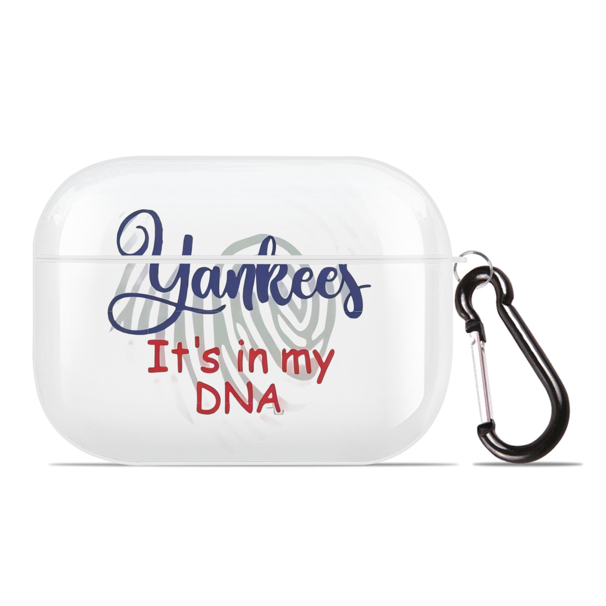 New York Yankees It's In My DNA AirPods Pro Hard Case White With Keychain, Durable Flexible PC, Precise Cutouts, Anti-Fingerprint, Yellowing & Scratch Resistant, Full Protection, Washable