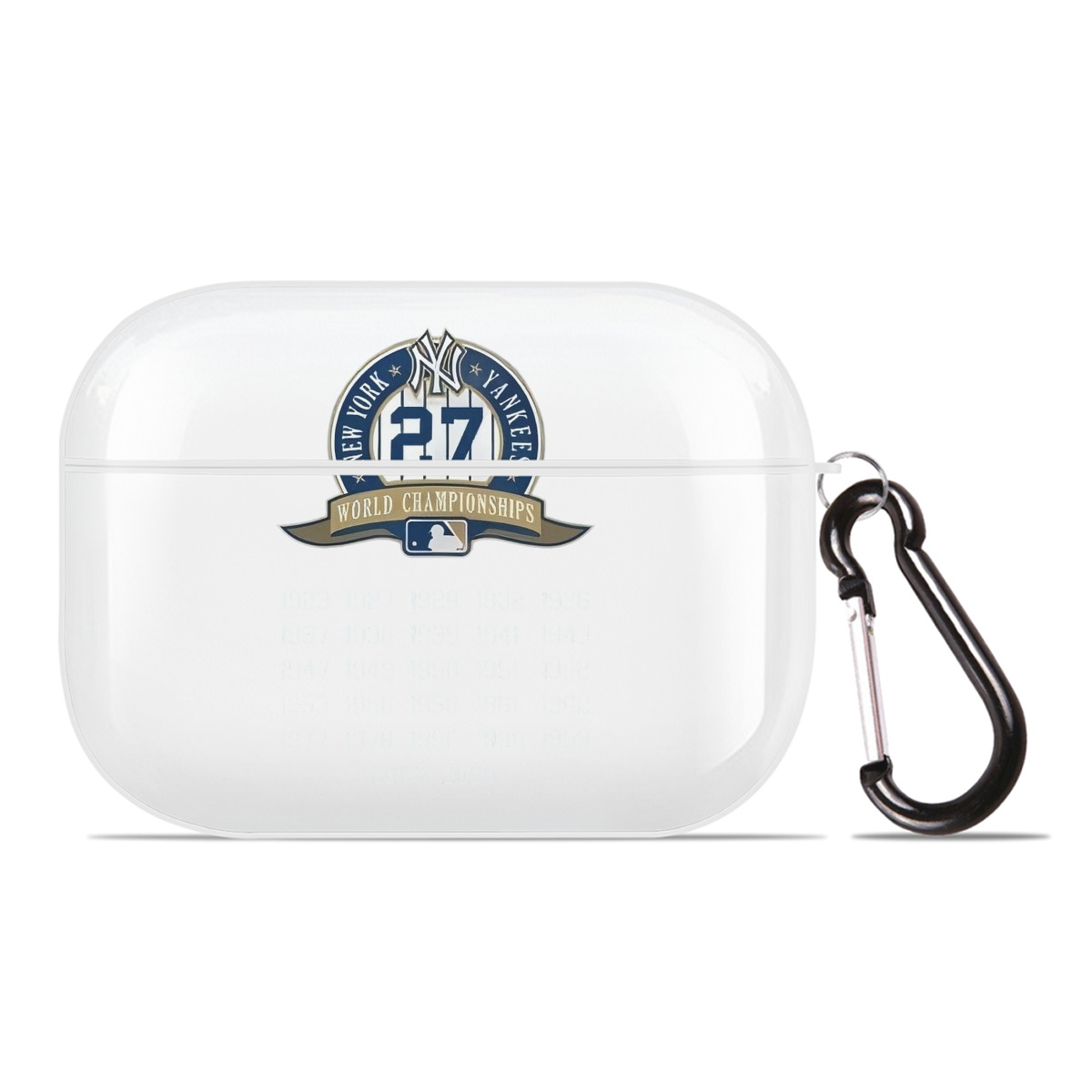 New York Yankees 27 WS Championships AirPods Pro Hard Case White With Keychain, Durable Flexible PC, Precise Cutouts, Anti-Fingerprint, Yellowing & Scratch Resistant, Full Protection, Washable