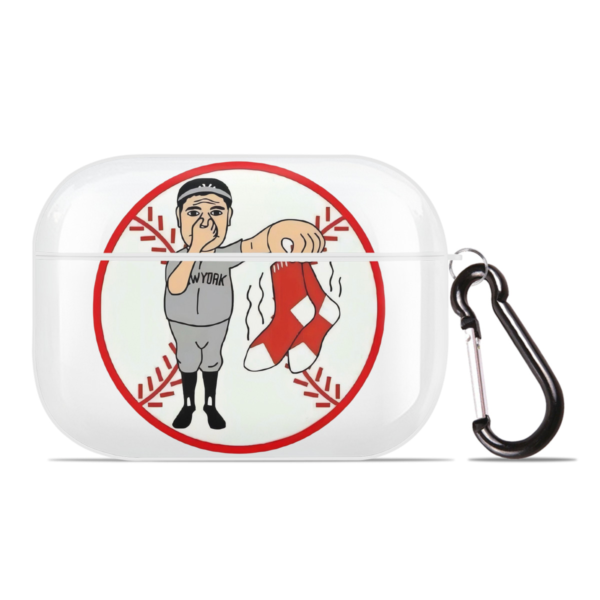 New York Yankees Duty Red Sox AirPods Pro Hard Case White With Keychain, Durable Flexible PC, Precise Cutouts, Anti-Fingerprint, Yellowing & Scratch Resistant, Full Protection, Washable