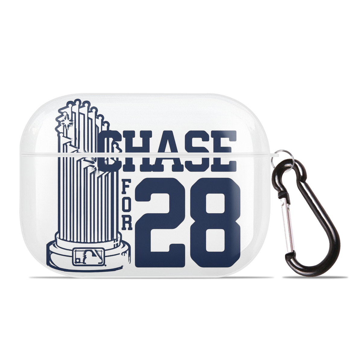 New York Yankees Chase For 28 AirPods Pro Hard Case White With Keychain, Durable Flexible PC, Precise Cutouts, Anti-Fingerprint, Yellowing & Scratch Resistant, Full Protection, Washable