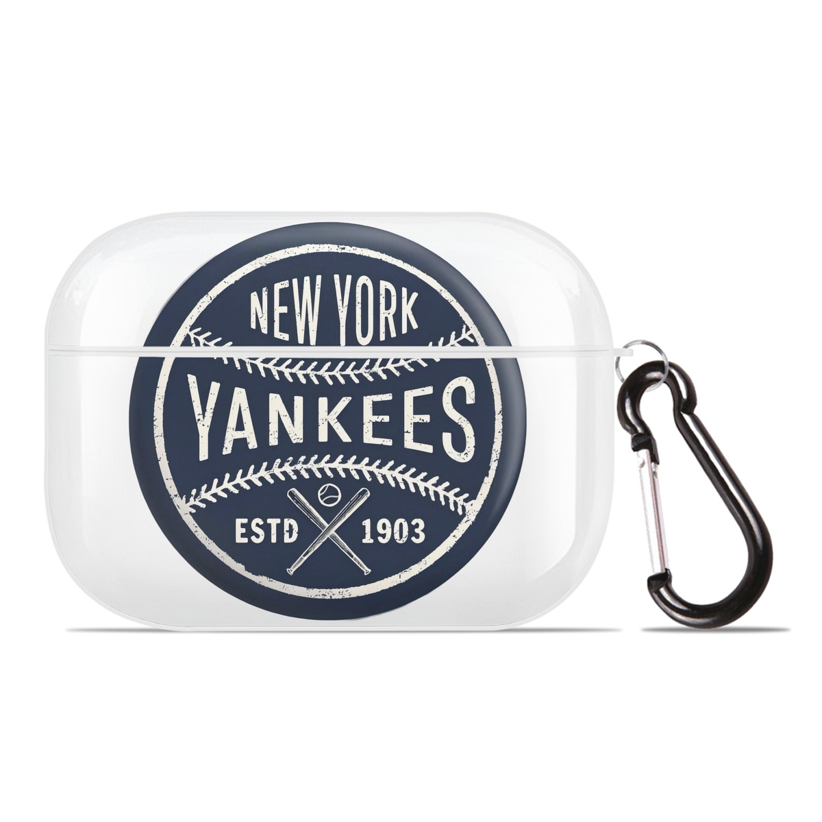 New York Yankees Estd 1903 AirPods Pro Hard Case White With Keychain, Durable Flexible PC, Precise Cutouts, Anti-Fingerprint, Yellowing & Scratch Resistant, Full Protection, Washable