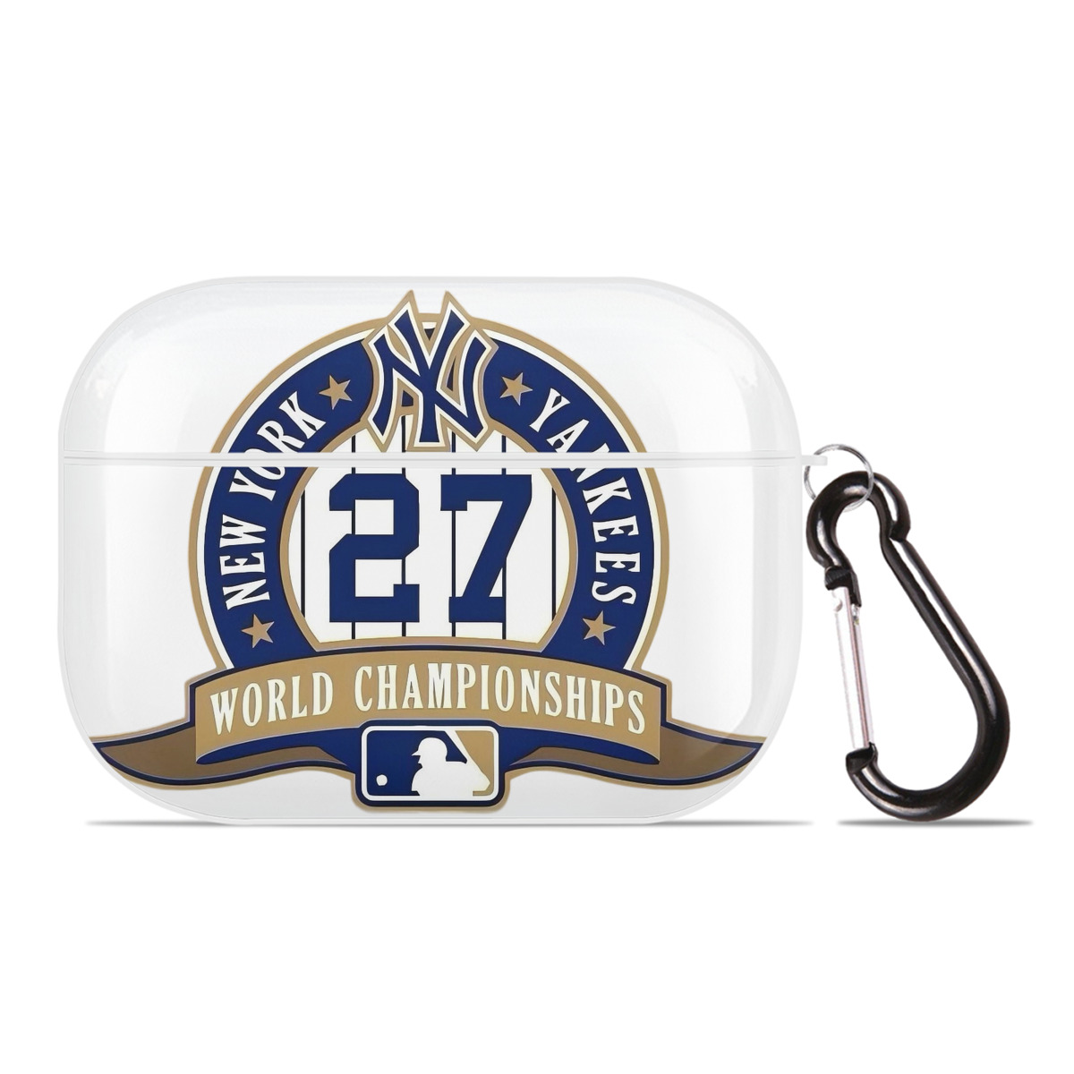 New York Yankees 27 World Championships AirPods Pro Hard Case White With Keychain, Durable Flexible PC, Precise Cutouts, Anti-Fingerprint, Yellowing & Scratch Resistant, Full Protection, Washable