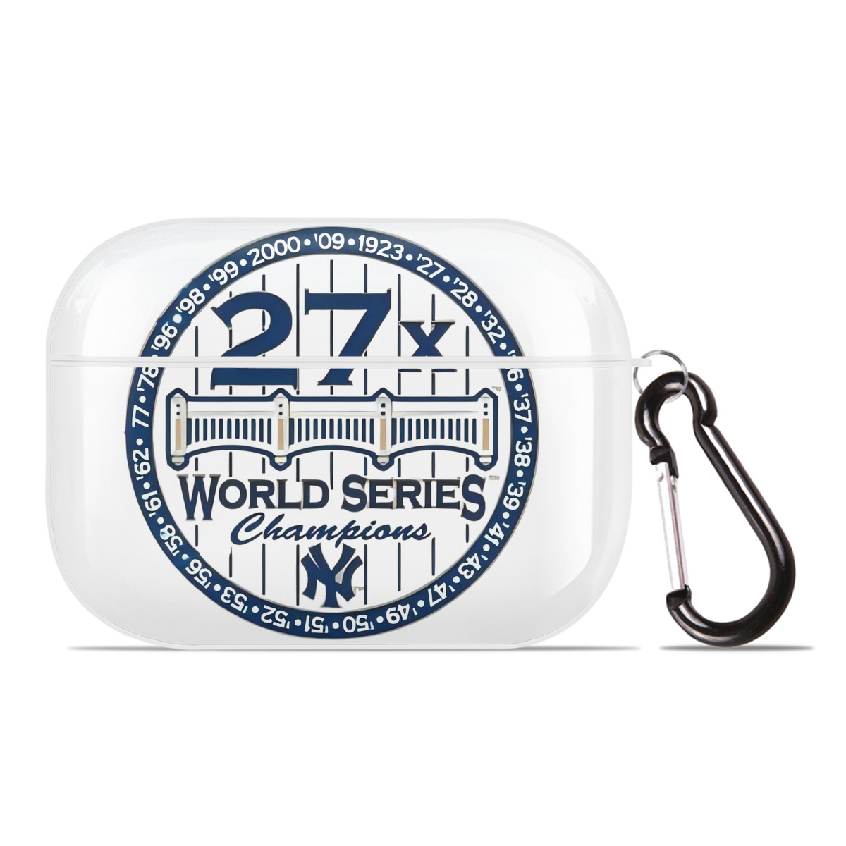 New York Yankees 27X WS Champions AirPods Pro Hard Case White With Keychain, Durable Flexible PC, Precise Cutouts, Anti-Fingerprint, Yellowing & Scratch Resistant, Full Protection, Washable