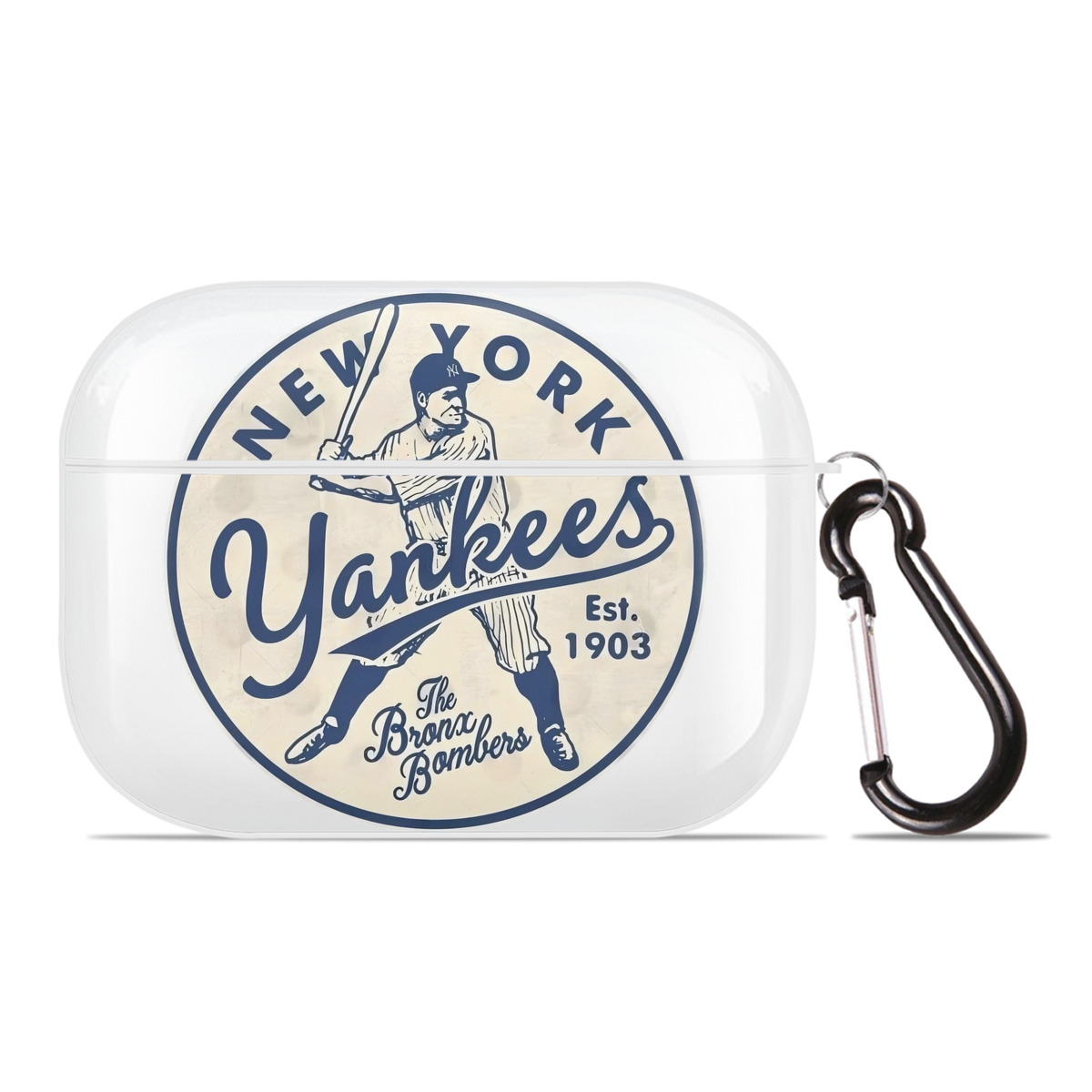 New York Yankees The Bronx Bombers Estd 1903 AirPods Pro Hard Case White With Keychain, Durable Flexible PC, Precise Cutouts, Anti-Fingerprint, Yellowing & Scratch Resistant, Full Protection, Washable