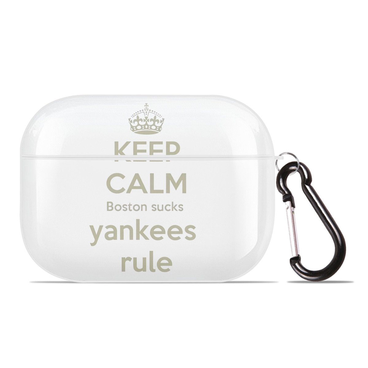 New York Yankees Keep Calm Yankees Rule Boston Sucks AirPods Pro Hard Case White With Keychain, Durable Flexible PC, Precise Cutouts, Anti-Fingerprint, Yellowing & Scratch Resistant, Full Protection, Washable