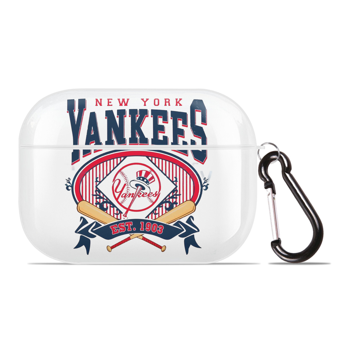 New York Yankees Vintage Est.1903 AirPods Pro Hard Case White With Keychain, Durable Flexible PC, Precise Cutouts, Anti-Fingerprint, Yellowing & Scratch Resistant, Full Protection, Washable