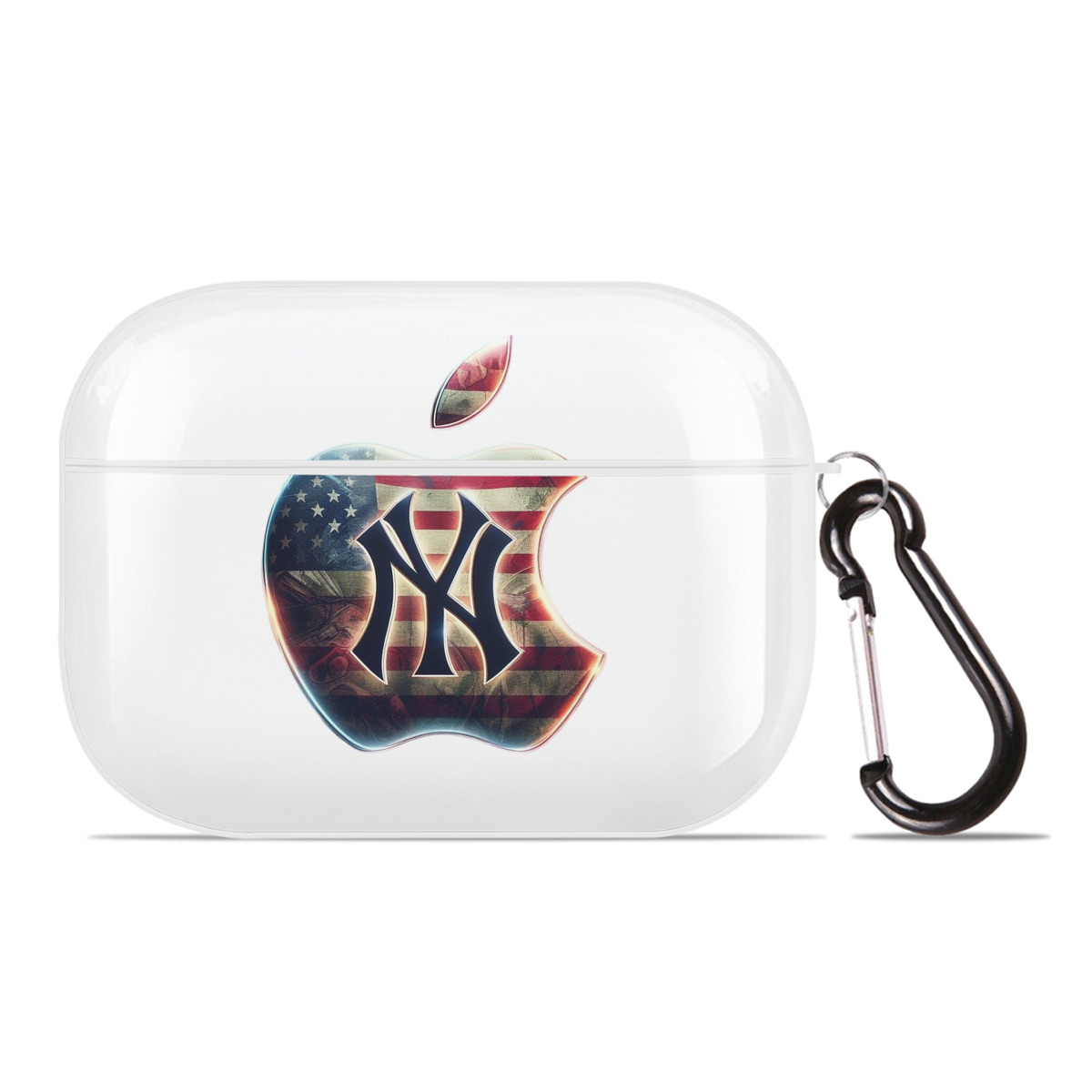New York Yankees Apple US Flag AirPods Pro Hard Case White With Keychain, Durable Flexible PC, Precise Cutouts, Anti-Fingerprint, Yellowing & Scratch Resistant, Full Protection, Washable