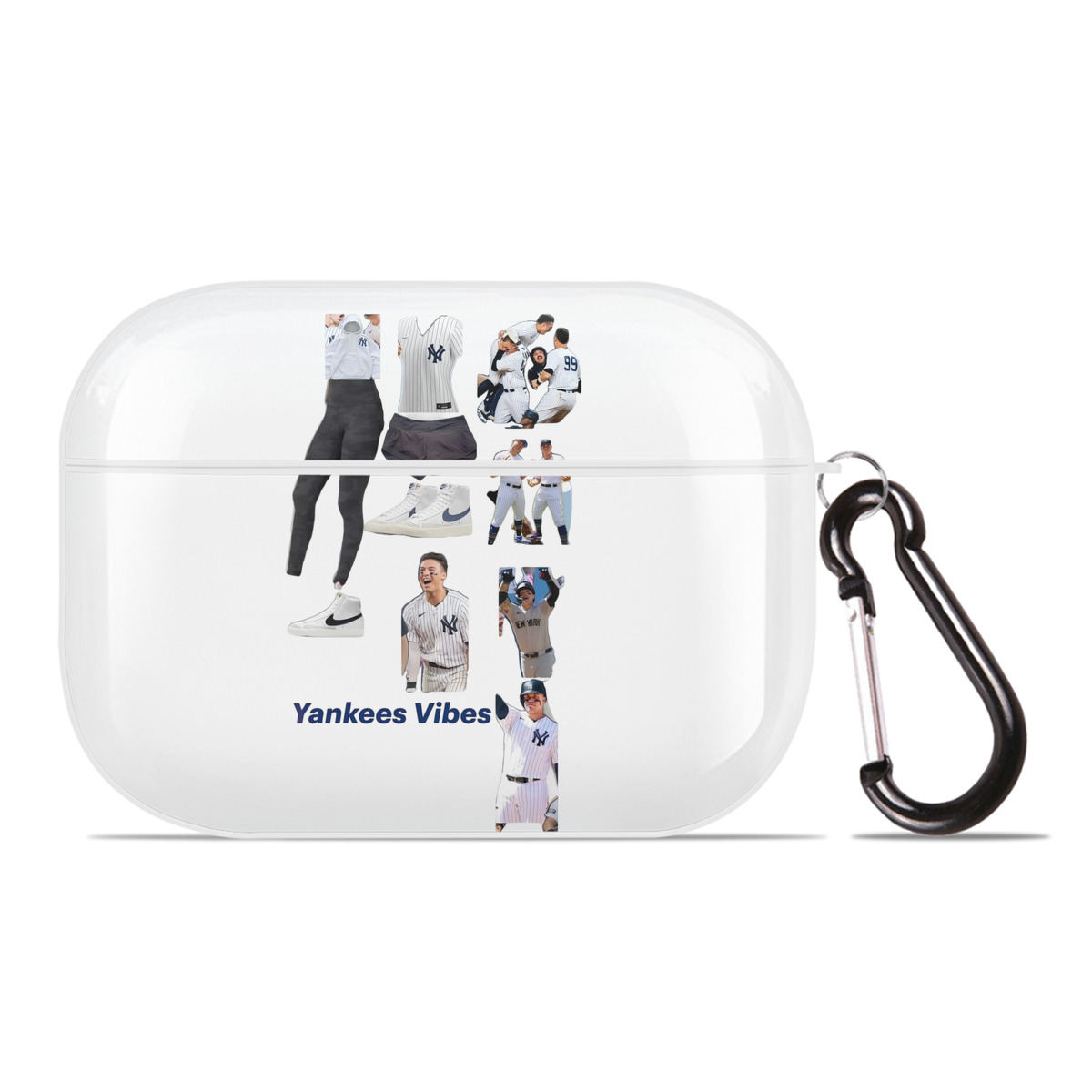 New York Yankees 282 AirPods Pro Hard Case White With Keychain, Durable Flexible PC, Precise Cutouts, Anti-Fingerprint, Yellowing & Scratch Resistant, Full Protection, Washable