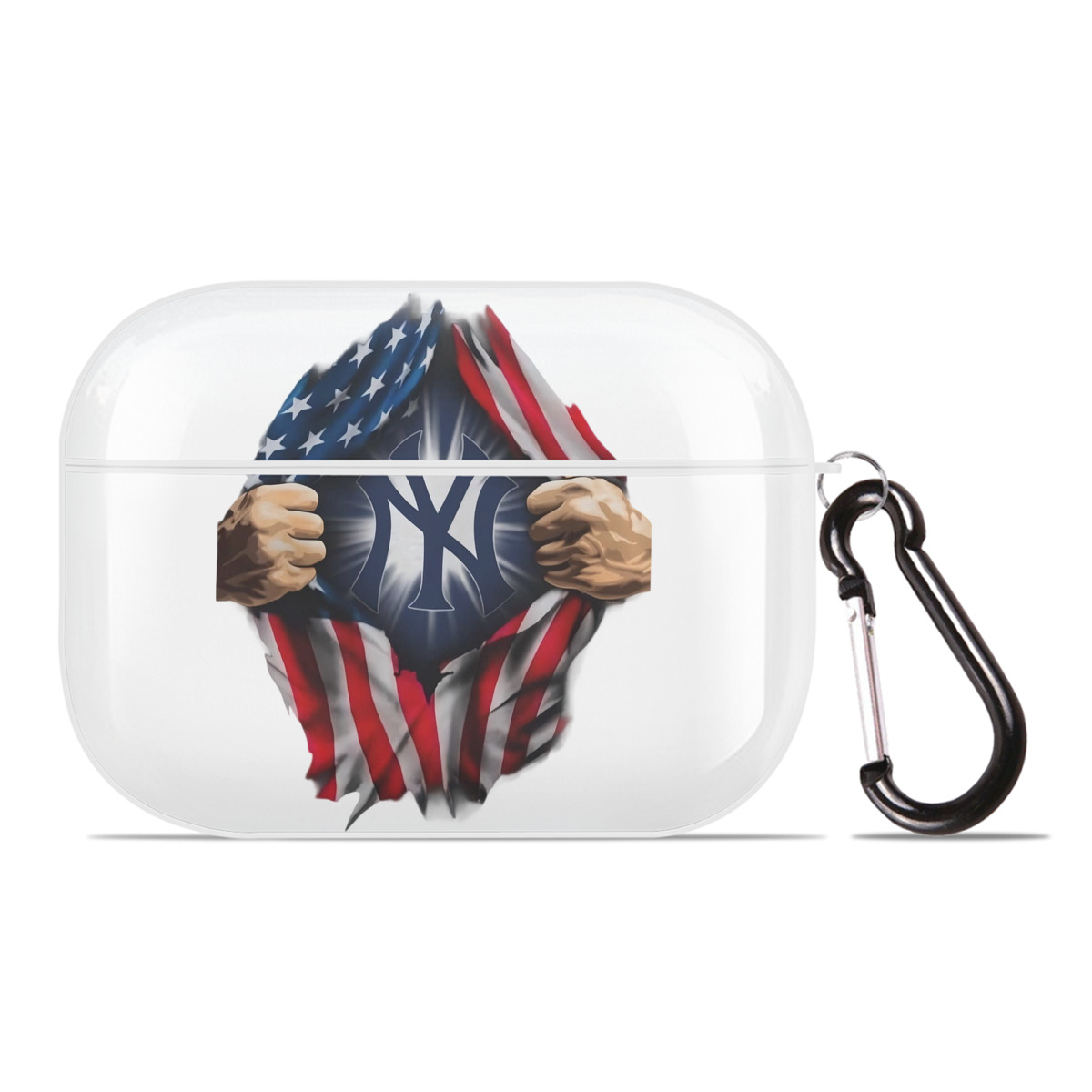 New York Yankees US Flag Yankees Inside Me AirPods Pro Hard Case White With Keychain, Durable Flexible PC, Precise Cutouts, Anti-Fingerprint, Yellowing & Scratch Resistant, Full Protection, Washable