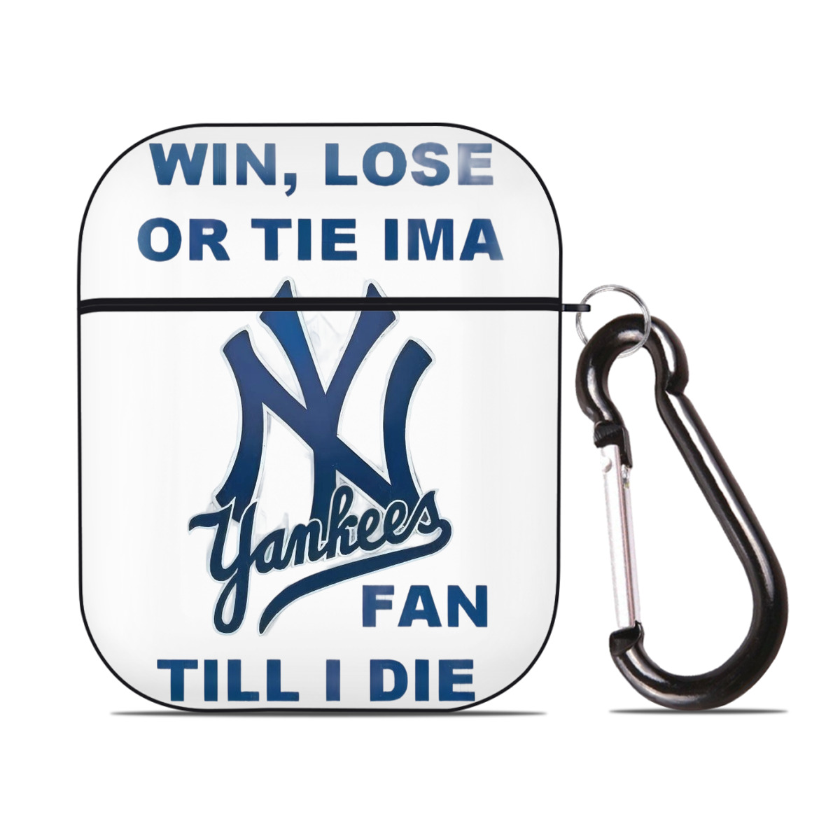 New York Yankees Win,Lose or Tie IMA Fan Till I Die AirPods 2 Case Hard Shell Black, Flexible PC Material, Precise Cutouts, Full Protection, Anti-Fingerprint, Washable, Includes Keychain – Durable & Slim Design