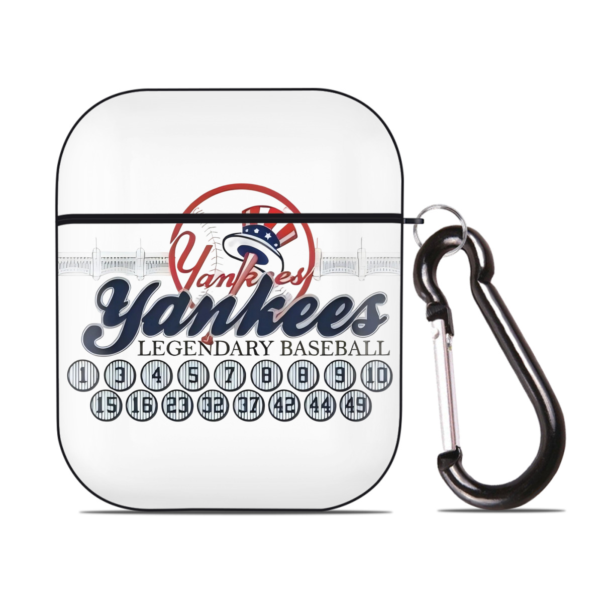 New York Yankees Legendary Baseball AirPods 2 Case Hard Shell Black, Flexible PC Material, Precise Cutouts, Full Protection, Anti-Fingerprint, Washable, Includes Keychain – Durable & Slim Design