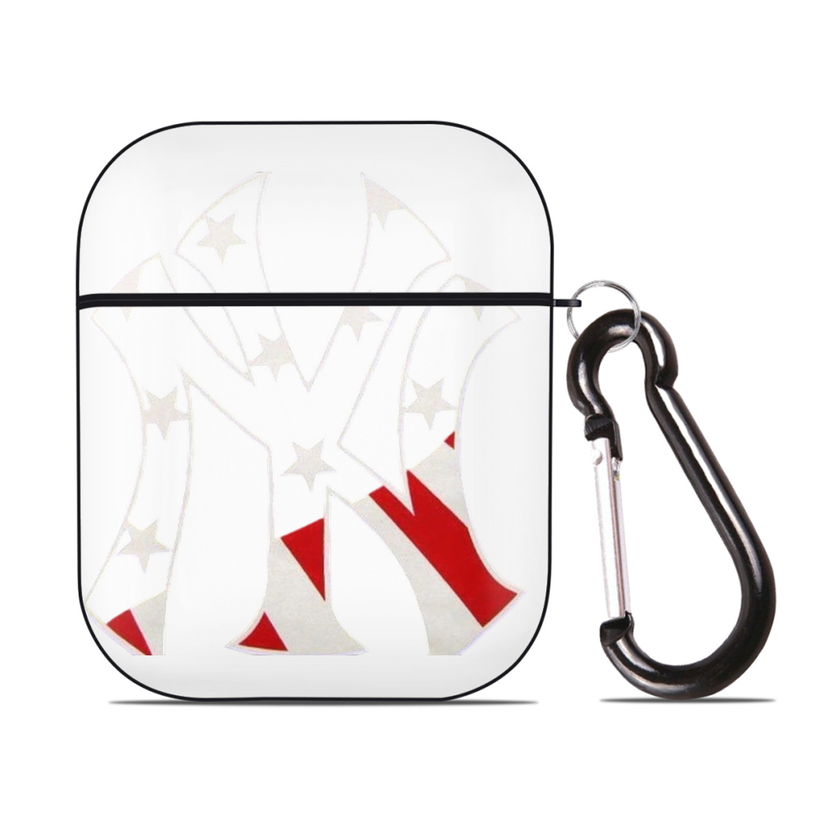 New York Yankees Logo USA AirPods 2 Case Hard Shell Black, Flexible PC Material, Precise Cutouts, Full Protection, Anti-Fingerprint, Washable, Includes Keychain – Durable & Slim Design