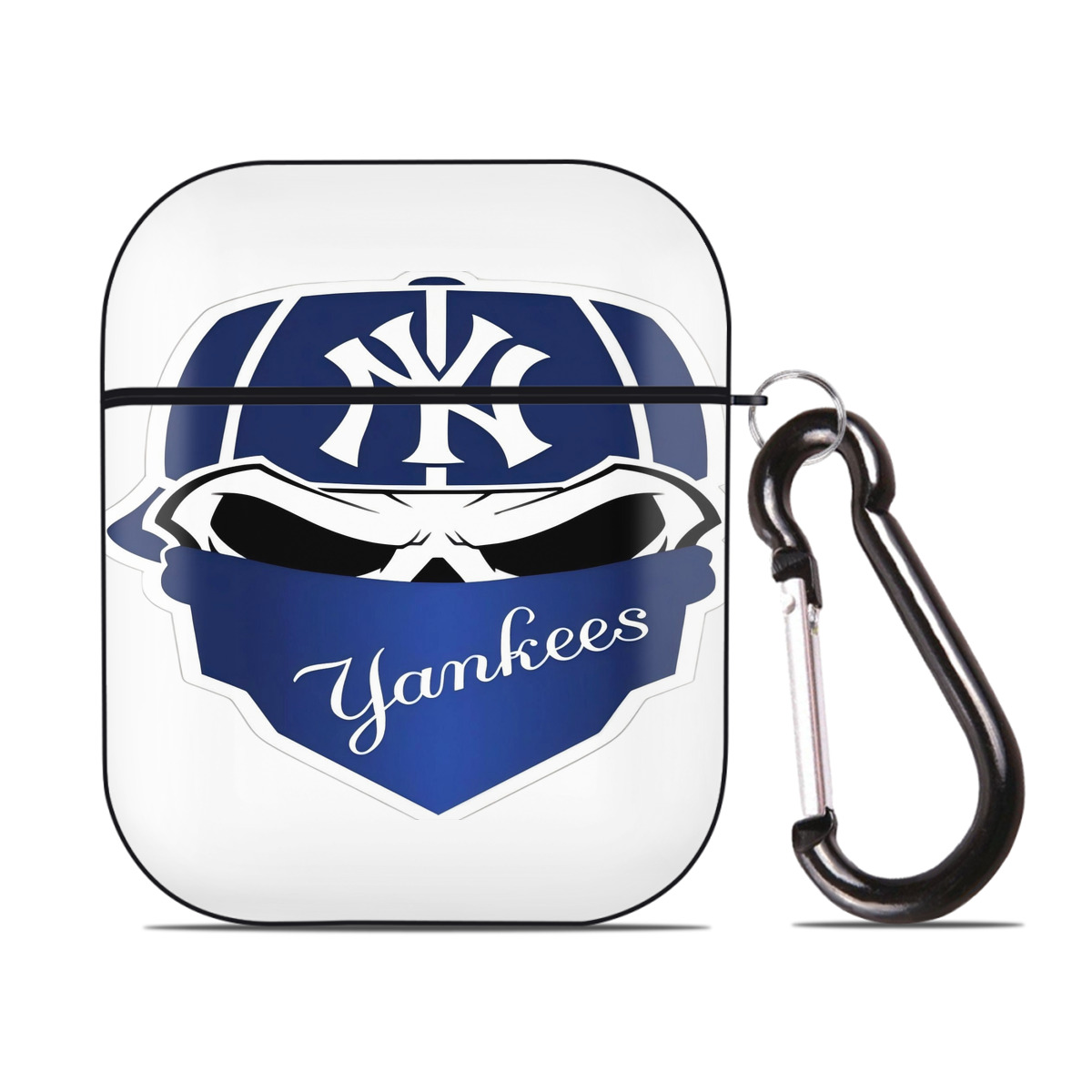 New York Yankees Skull AirPods 2 Case Hard Shell Black, Flexible PC Material, Precise Cutouts, Full Protection, Anti-Fingerprint, Washable, Includes Keychain – Durable & Slim Design