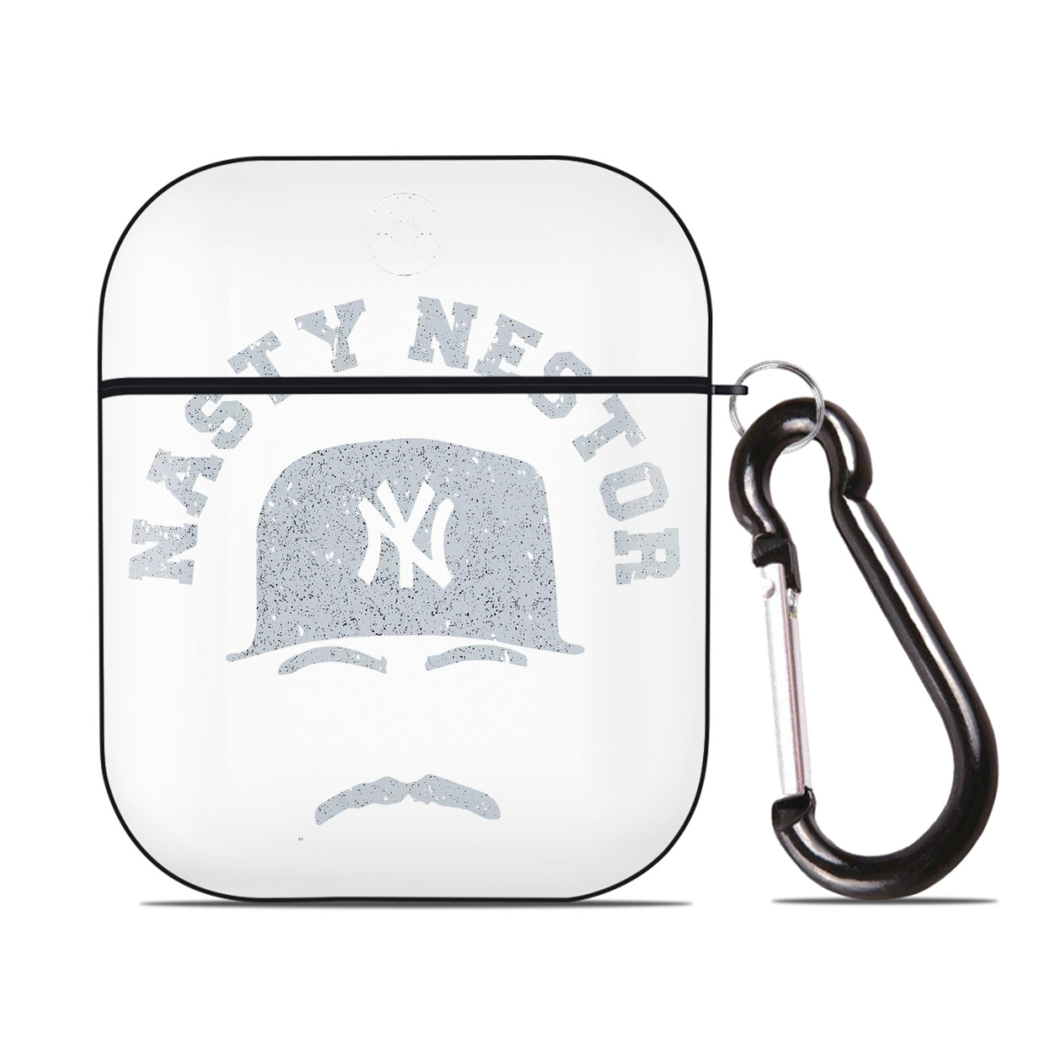 New York Yankees Nasty Nestor AirPods 2 Case Hard Shell Black, Flexible PC Material, Precise Cutouts, Full Protection, Anti-Fingerprint, Washable, Includes Keychain – Durable & Slim Design