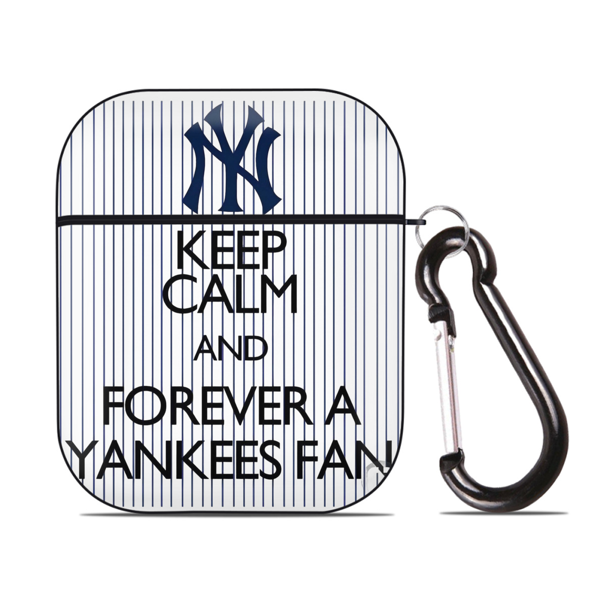 New York Yankees Keep Calm and Forever A Yankees Fan AirPods 2 Case Hard Shell Black, Flexible PC Material, Precise Cutouts, Full Protection, Anti-Fingerprint, Washable, Includes Keychain – Durable & Slim Design