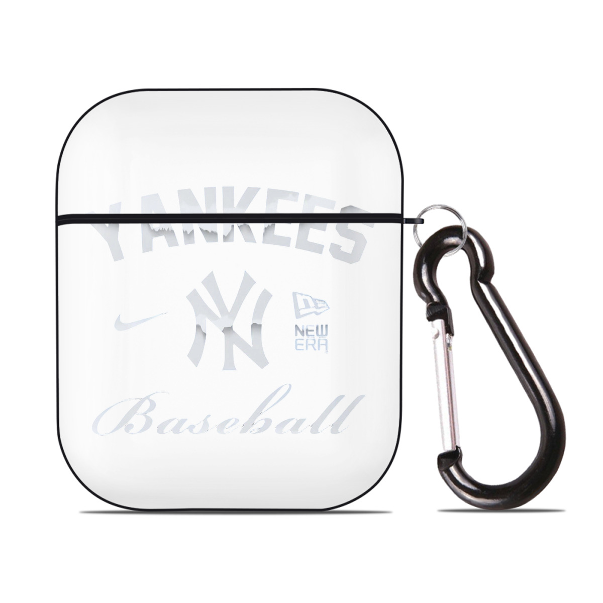 New York Yankees BaseBall AirPods 2 Case Hard Shell Black, Flexible PC Material, Precise Cutouts, Full Protection, Anti-Fingerprint, Washable, Includes Keychain – Durable & Slim Design