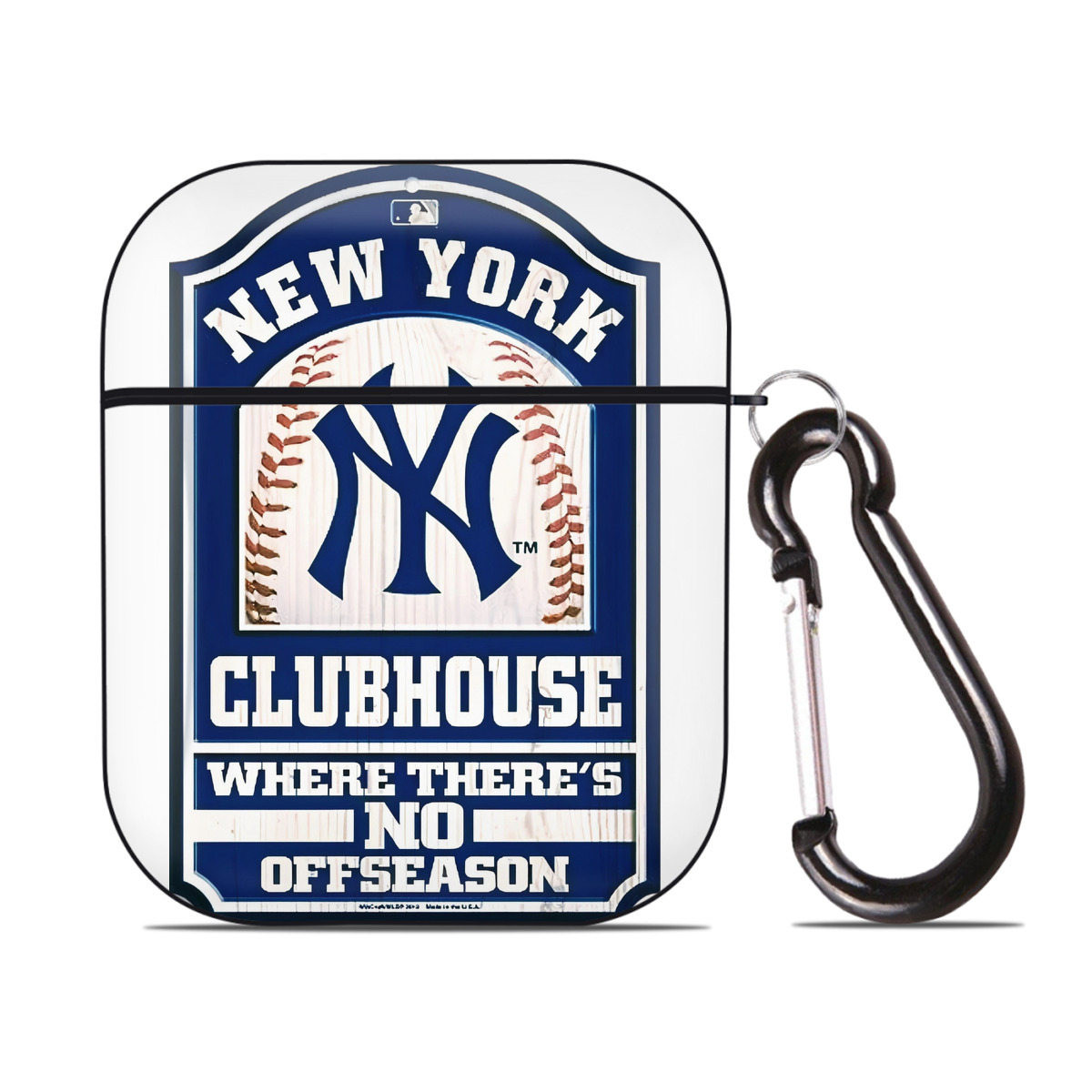 New York Yankees Club House AirPods 2 Case Hard Shell Black, Flexible PC Material, Precise Cutouts, Full Protection, Anti-Fingerprint, Washable, Includes Keychain – Durable & Slim Design