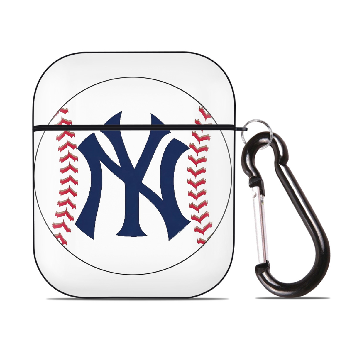 New York Yankees Baseball AirPods 2 Case Hard Shell Black, Flexible PC Material, Precise Cutouts, Full Protection, Anti-Fingerprint, Washable, Includes Keychain – Durable & Slim Design