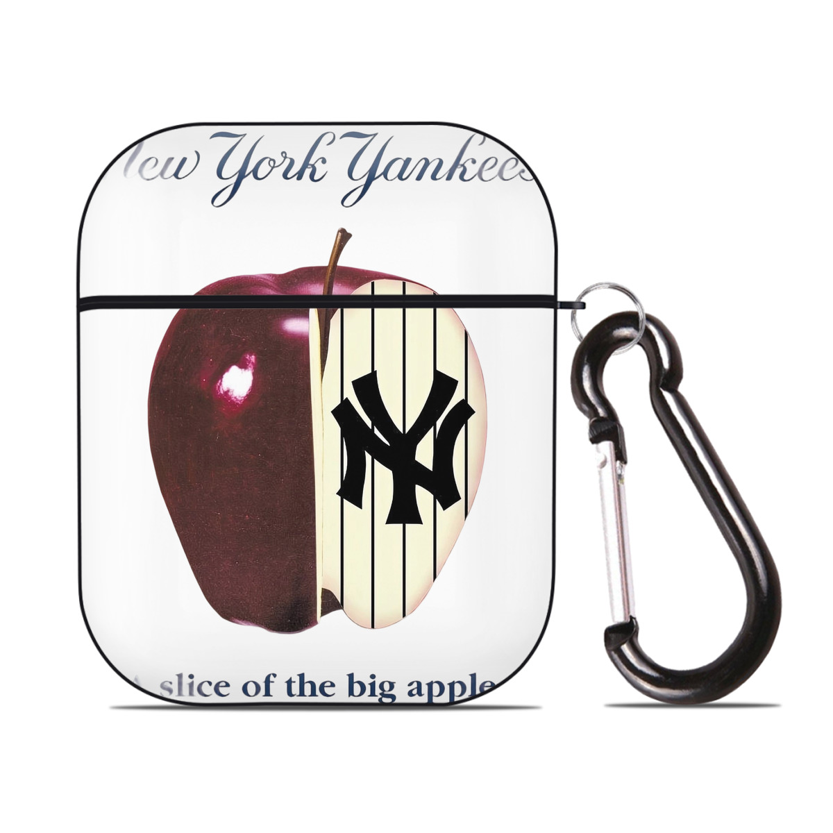 New York Yankees A Slice of The Big Apple AirPods 2 Case Hard Shell Black, Flexible PC Material, Precise Cutouts, Full Protection, Anti-Fingerprint, Washable, Includes Keychain – Durable & Slim Design