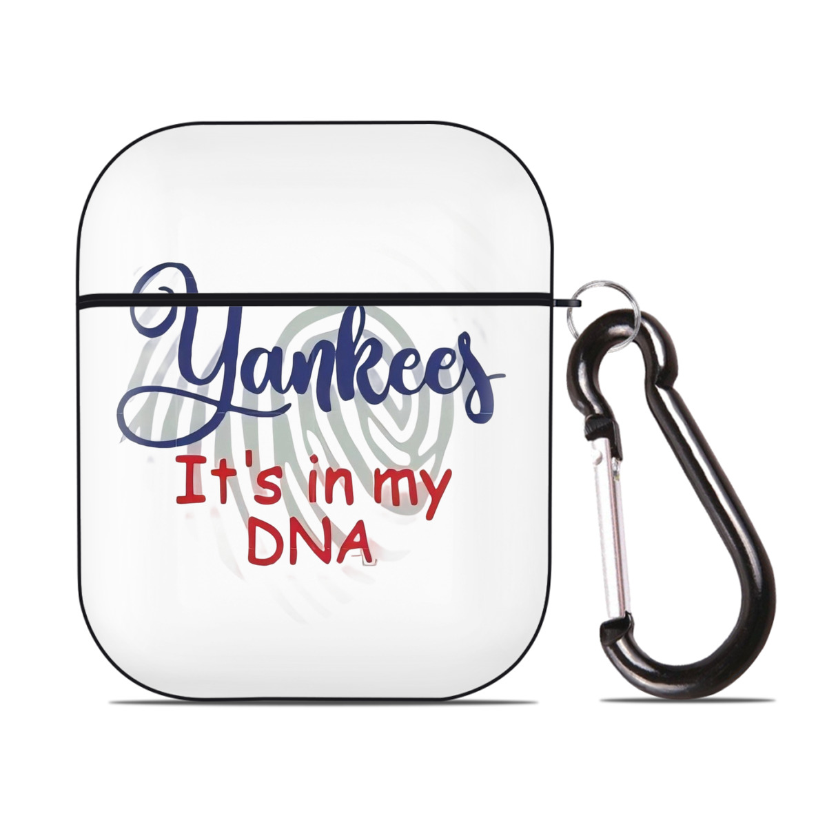 New York Yankees It's In My DNA AirPods 2 Case Hard Shell Black, Flexible PC Material, Precise Cutouts, Full Protection, Anti-Fingerprint, Washable, Includes Keychain – Durable & Slim Design