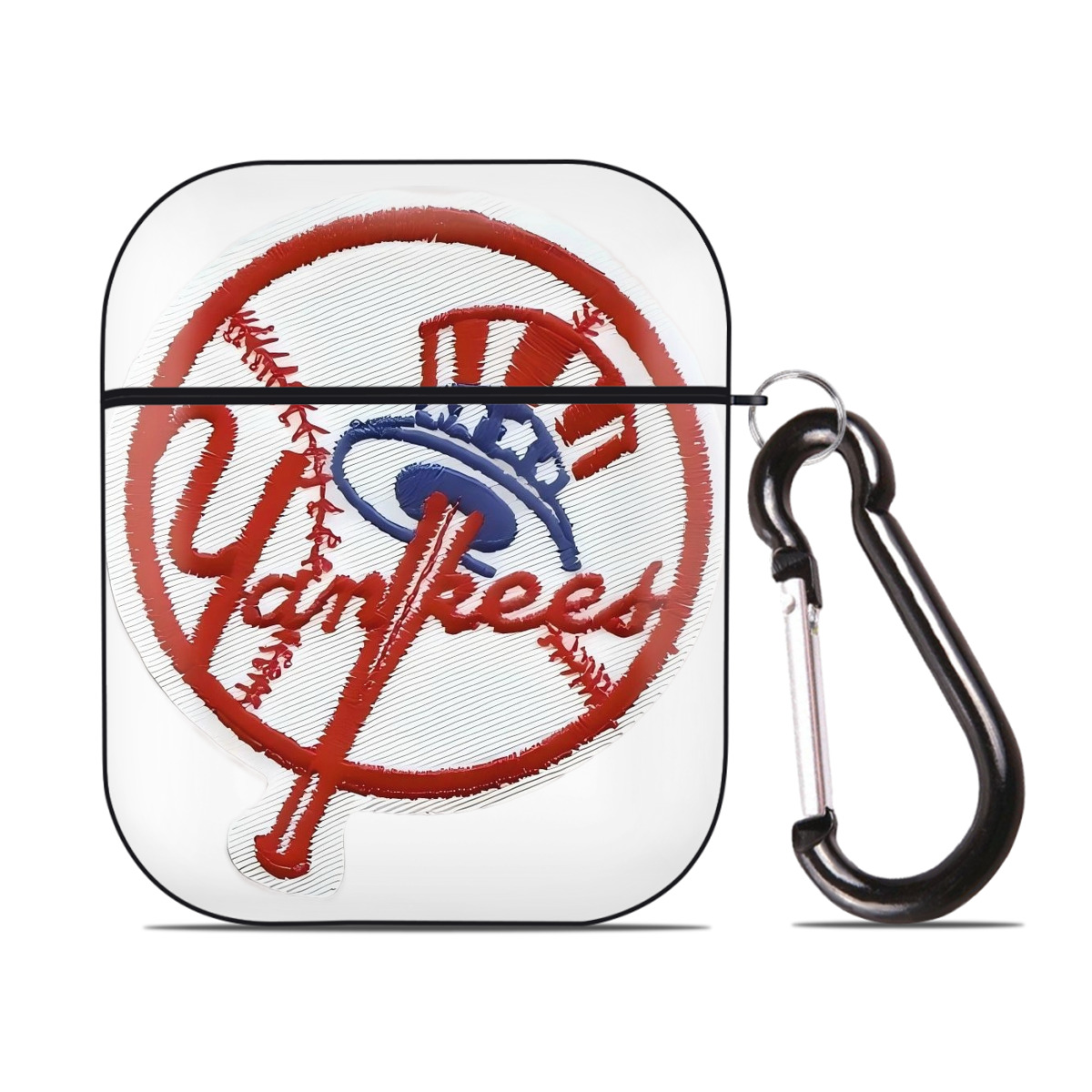 New York Yankees LOGO AirPods 2 Case Hard Shell Black, Flexible PC Material, Precise Cutouts, Full Protection, Anti-Fingerprint, Washable, Includes Keychain – Durable & Slim Design