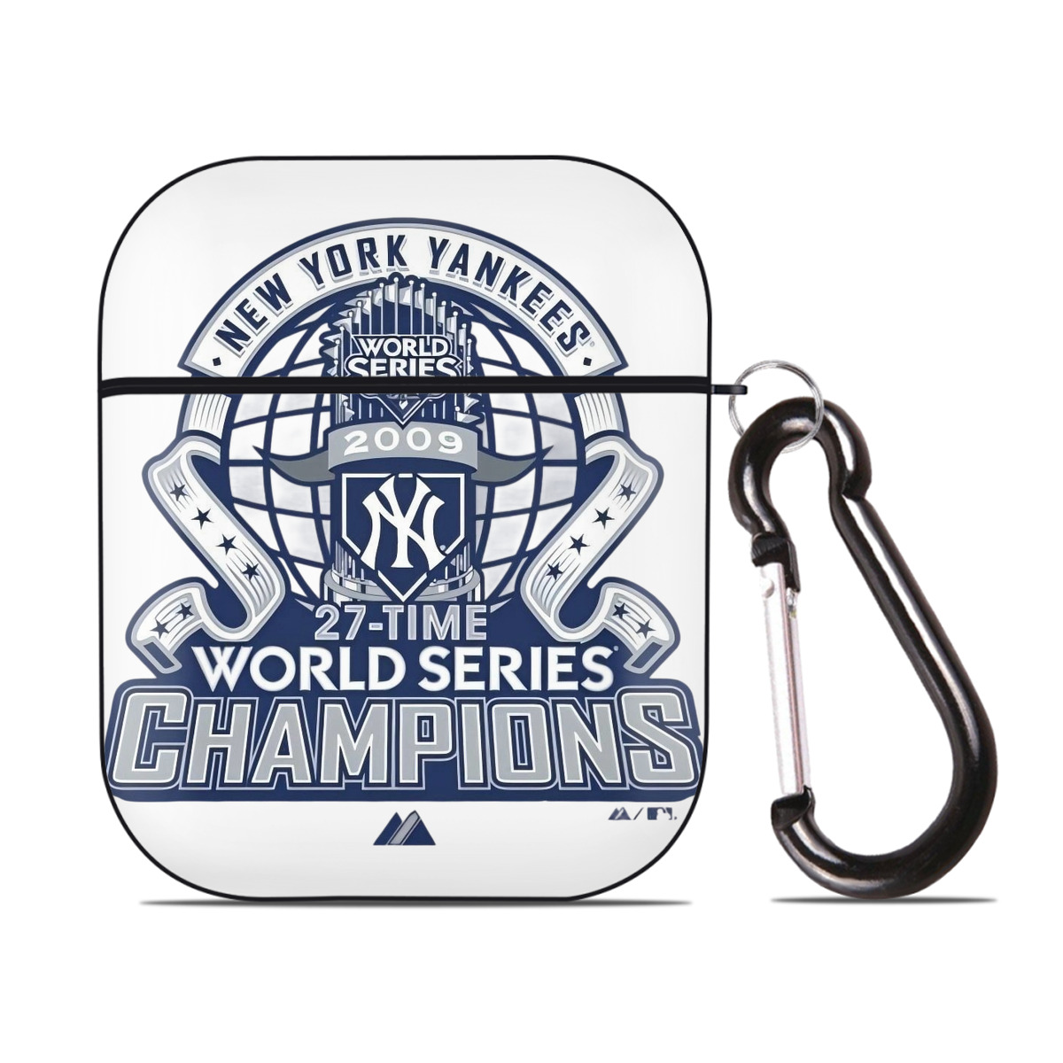 New York Yankees 2009 27th WS Champions Blue AirPods 2 Case Hard Shell Black, Flexible PC Material, Precise Cutouts, Full Protection, Anti-Fingerprint, Washable, Includes Keychain – Durable & Slim Design