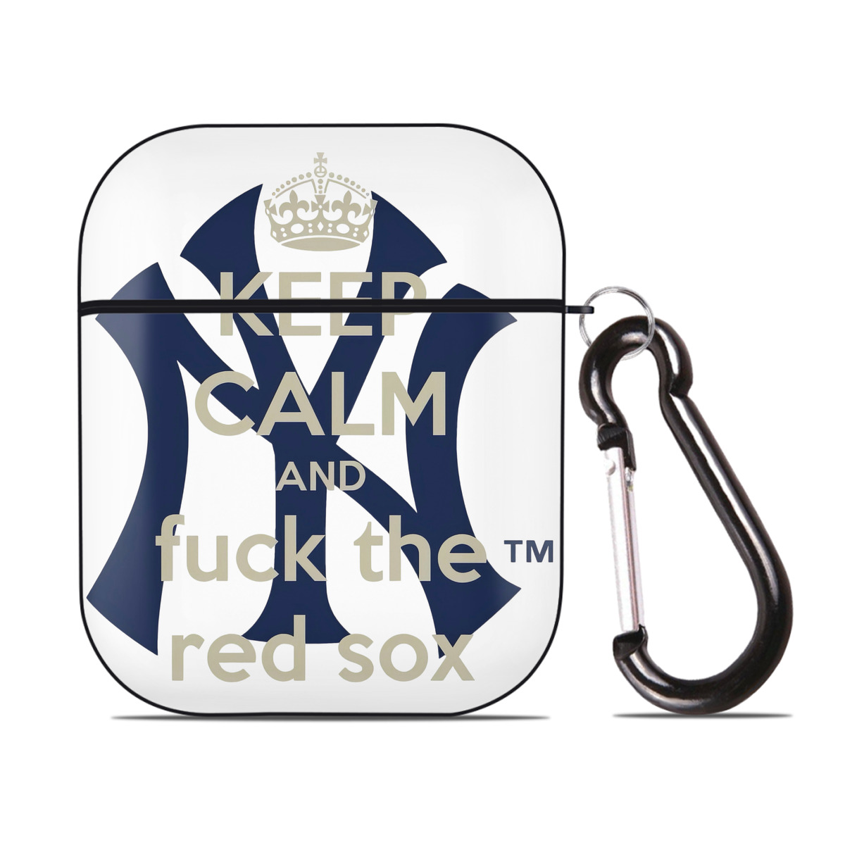 New York Yankees Keep Calm and Fuck The Red Sox AirPods 2 Case Hard Shell Black, Flexible PC Material, Precise Cutouts, Full Protection, Anti-Fingerprint, Washable, Includes Keychain – Durable & Slim Design