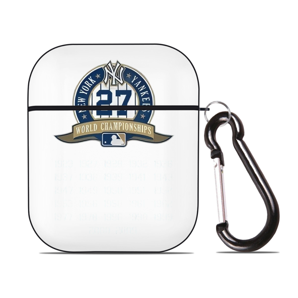 New York Yankees 27 WS Championships AirPods 2 Case Hard Shell Black, Flexible PC Material, Precise Cutouts, Full Protection, Anti-Fingerprint, Washable, Includes Keychain – Durable & Slim Design