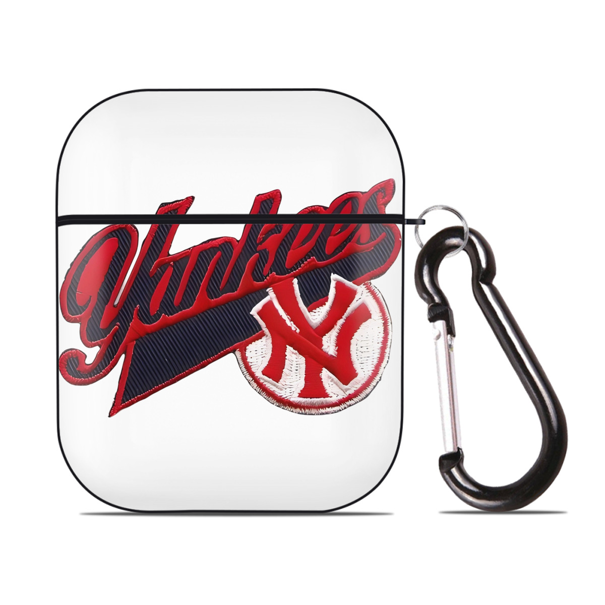 New York Yankees 77 AirPods 2 Case Hard Shell Black, Flexible PC Material, Precise Cutouts, Full Protection, Anti-Fingerprint, Washable, Includes Keychain – Durable & Slim Design
