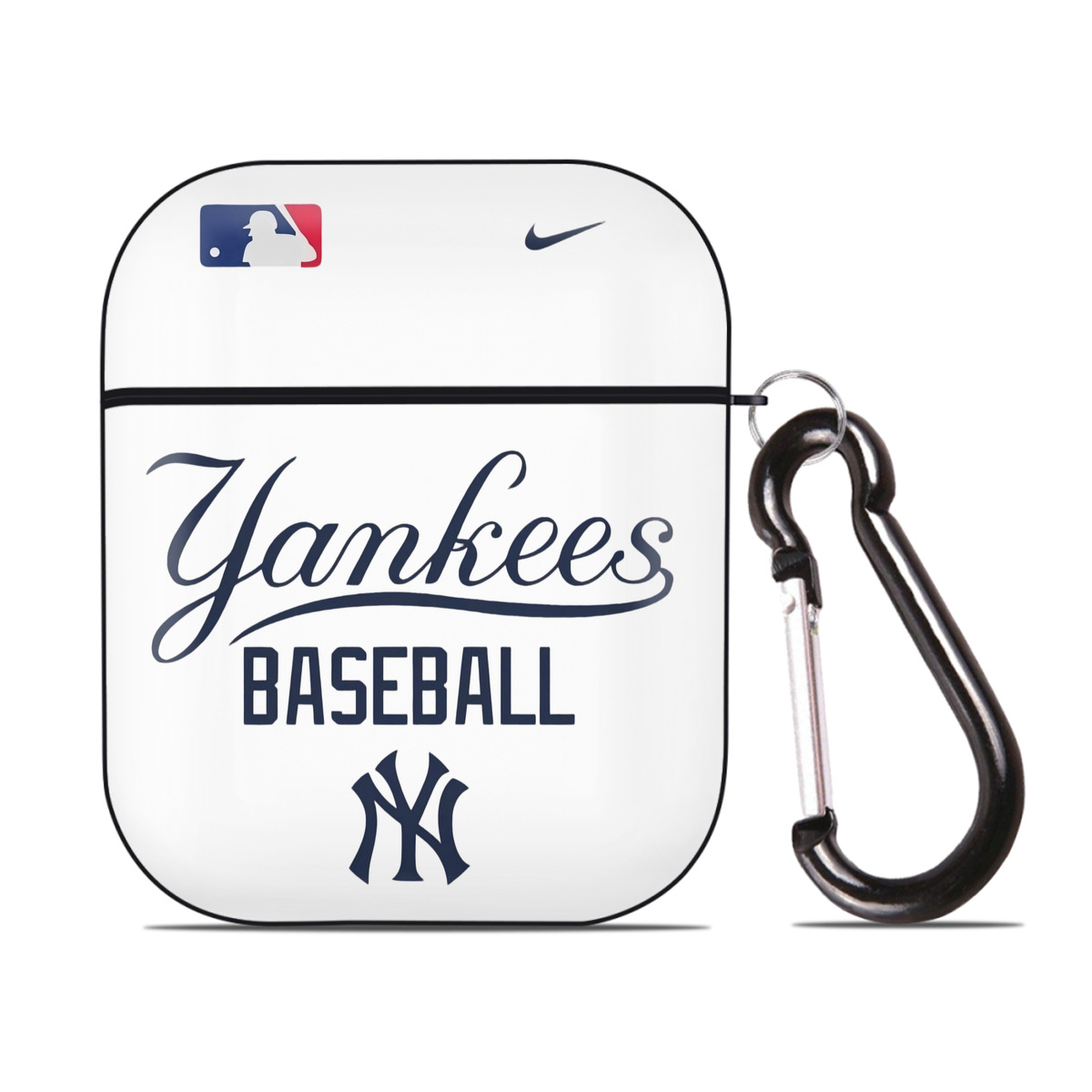 New York Yankees Baseball AirPods 2 Case Hard Shell Black, Flexible PC Material, Precise Cutouts, Full Protection, Anti-Fingerprint, Washable, Includes Keychain – Durable & Slim Design