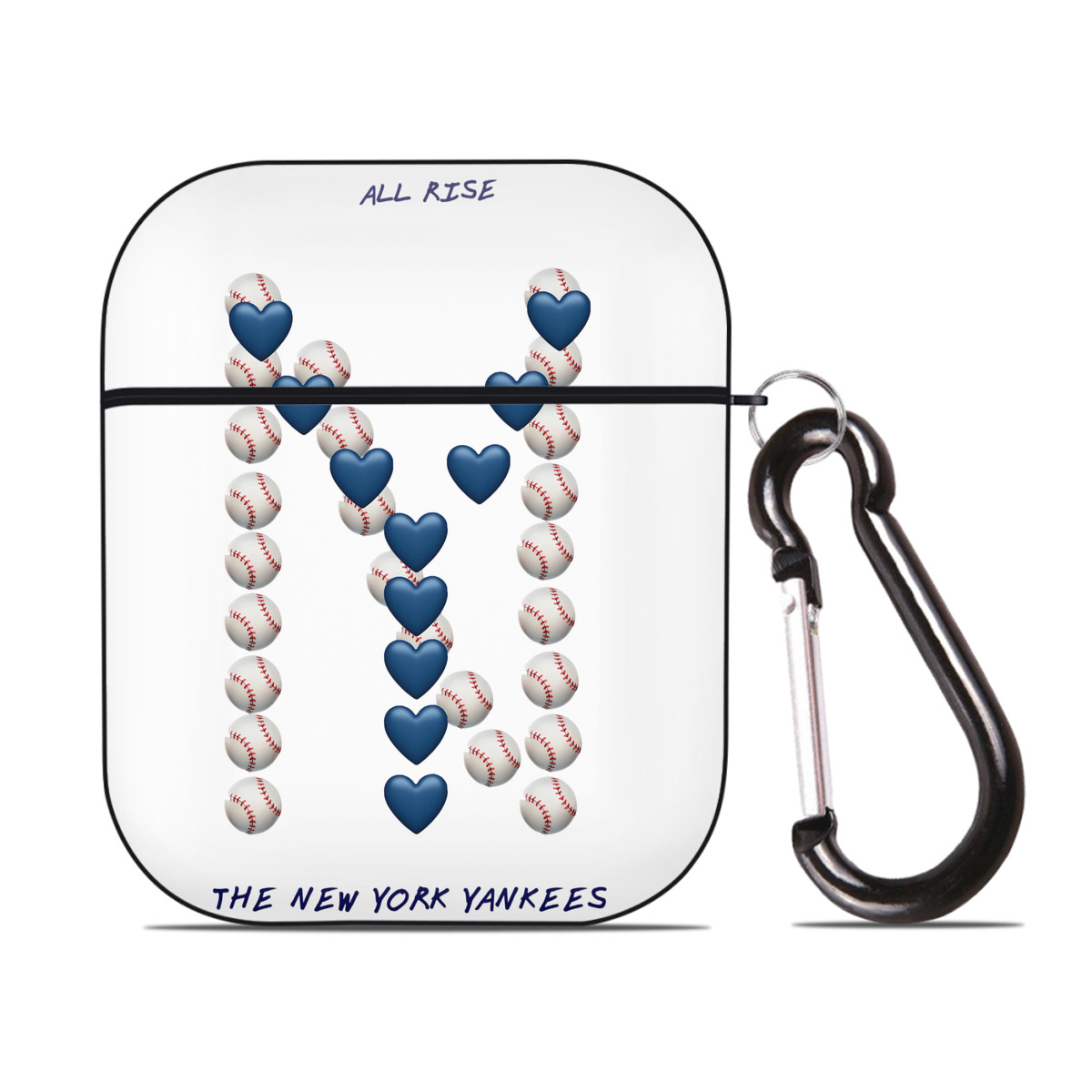 New York Yankees All Rise Love Baseball AirPods 2 Case Hard Shell Black, Flexible PC Material, Precise Cutouts, Full Protection, Anti-Fingerprint, Washable, Includes Keychain – Durable & Slim Design
