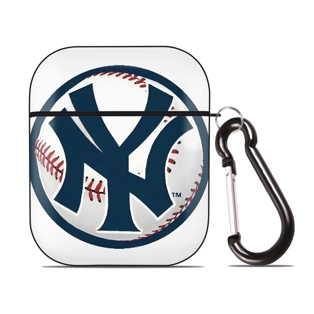 New York Yankees Baseball AirPods 2 Case Hard Shell Black, Flexible PC Material, Precise Cutouts, Full Protection, Anti-Fingerprint, Washable, Includes Keychain – Durable & Slim Design