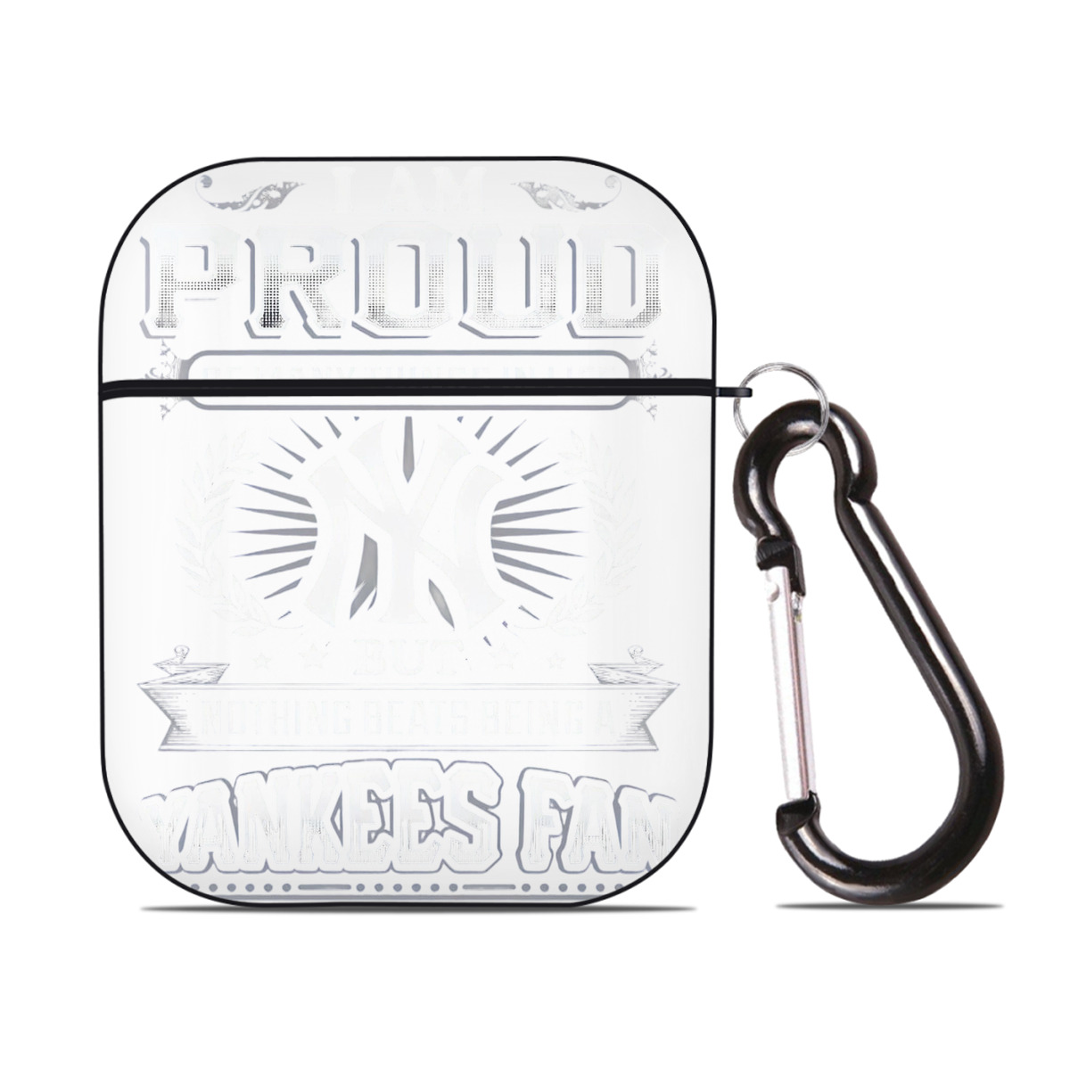 New York Yankees 275 AirPods 2 Case Hard Shell Black, Flexible PC Material, Precise Cutouts, Full Protection, Anti-Fingerprint, Washable, Includes Keychain – Durable & Slim Design