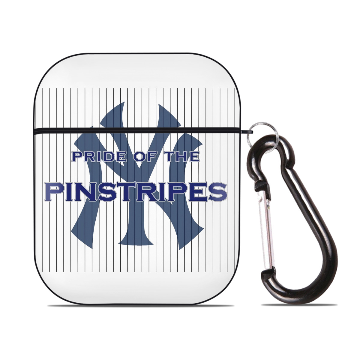 New York Yankees Pride of The Pinstripes AirPods 2 Case Hard Shell Black, Flexible PC Material, Precise Cutouts, Full Protection, Anti-Fingerprint, Washable, Includes Keychain – Durable & Slim Design