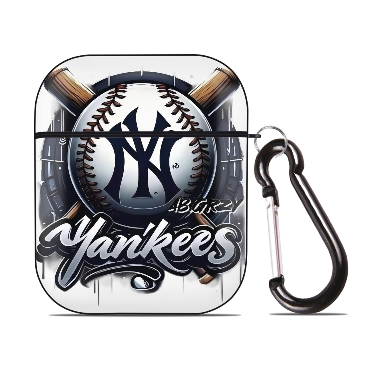 New York Yankees Baseball AirPods 2 Case Hard Shell Black, Flexible PC Material, Precise Cutouts, Full Protection, Anti-Fingerprint, Washable, Includes Keychain – Durable & Slim Design