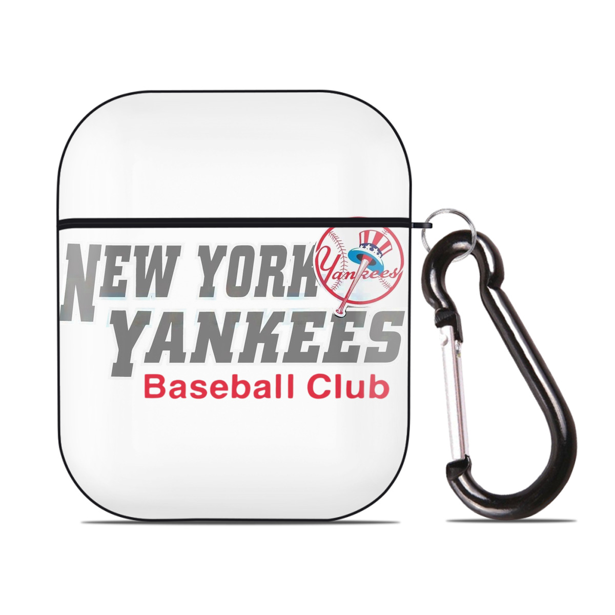 New York Yankees Baseball Club AirPods 2 Case Hard Shell Black, Flexible PC Material, Precise Cutouts, Full Protection, Anti-Fingerprint, Washable, Includes Keychain – Durable & Slim Design