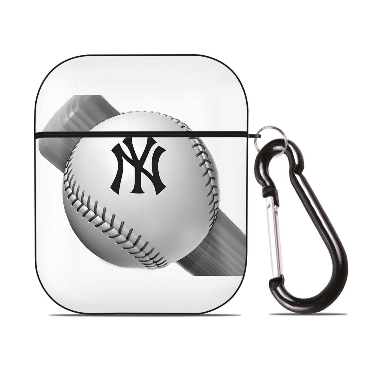 New York Yankees Baseball AirPods 2 Case Hard Shell Black, Flexible PC Material, Precise Cutouts, Full Protection, Anti-Fingerprint, Washable, Includes Keychain – Durable & Slim Design