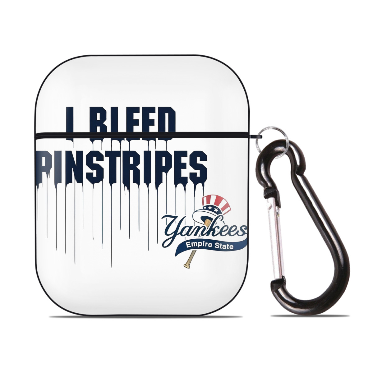 New York Yankees I Bleed Pinstripes AirPods 2 Case Hard Shell Black, Flexible PC Material, Precise Cutouts, Full Protection, Anti-Fingerprint, Washable, Includes Keychain – Durable & Slim Design