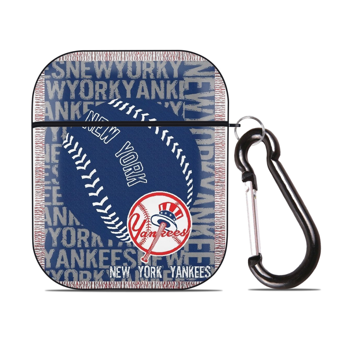 New York Yankees 65 AirPods 2 Case Hard Shell Black, Flexible PC Material, Precise Cutouts, Full Protection, Anti-Fingerprint, Washable, Includes Keychain – Durable & Slim Design