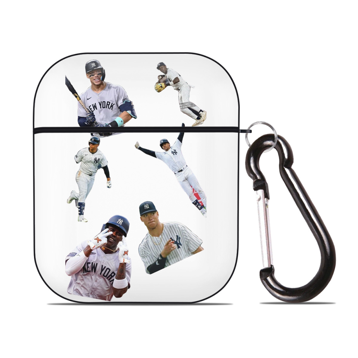 New York Yankees 284 AirPods 2 Case Hard Shell Black, Flexible PC Material, Precise Cutouts, Full Protection, Anti-Fingerprint, Washable, Includes Keychain – Durable & Slim Design