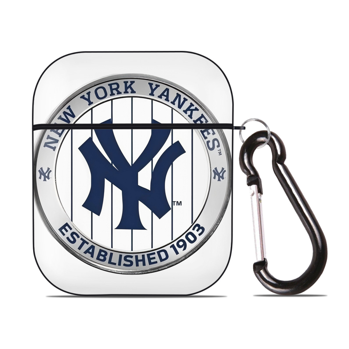 New York Yankees Established 1903 AirPods 2 Case Hard Shell Black, Flexible PC Material, Precise Cutouts, Full Protection, Anti-Fingerprint, Washable, Includes Keychain – Durable & Slim Design