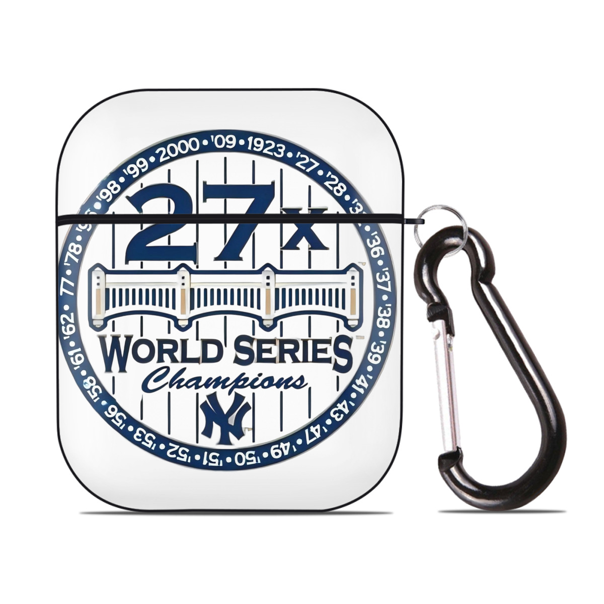 New York Yankees 27X WS Champions AirPods 2 Case Hard Shell Black, Flexible PC Material, Precise Cutouts, Full Protection, Anti-Fingerprint, Washable, Includes Keychain – Durable & Slim Design